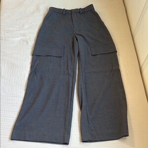 Gray Wide-Leg Cargo Pants